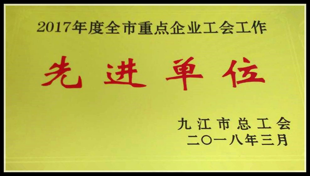 九江赛晶科技荣获2017年度全市重点企业工会任务“进步前辈单元”